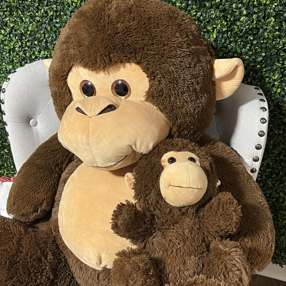 Brown Plush Monkey Toy Set